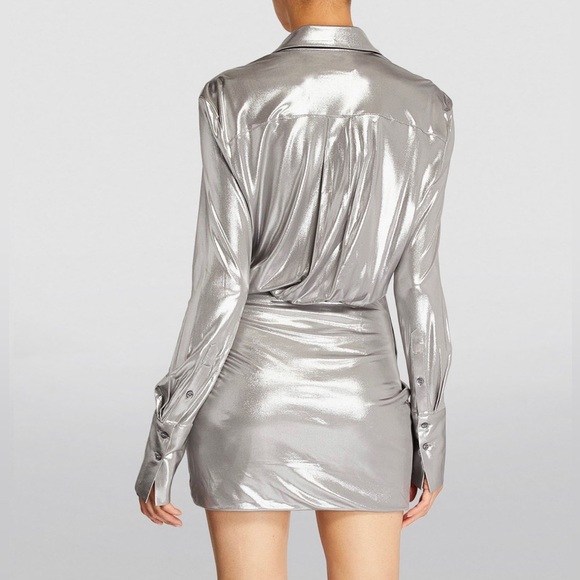 GAUGE81 Naha Metallic Mini Dress in Metallic Silver - Picture 3 of 14